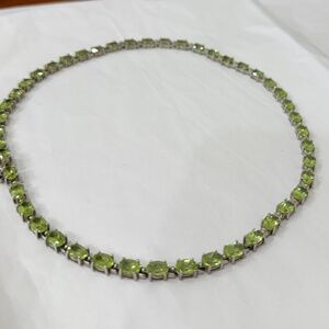 Vintage Genuine Peridot and 925 Sterling Silver Gemstone Necklace. Not Costume.